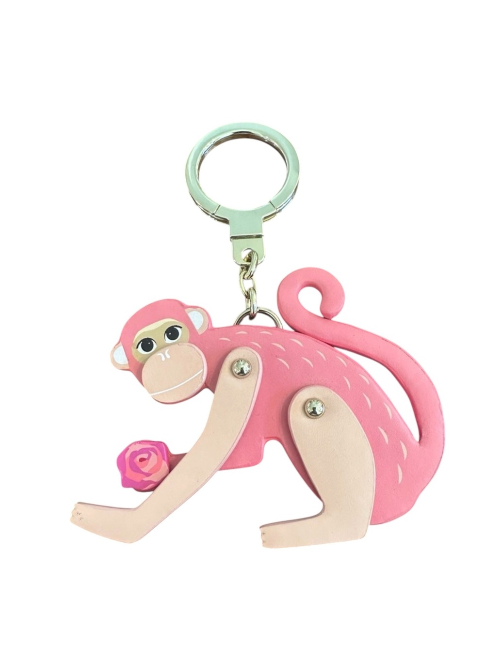 KATE SPADE PINK RAMBLING ROSE MONKEY BAGCHARM KEYCHAIN